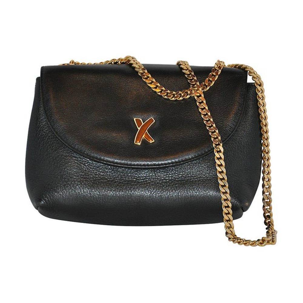Paloma Picasso Crossbody Bag Black Leather Gold Chain Strap